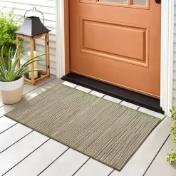 Green Woven Lines Indoor/Outdoor Accent Rug, 2x3