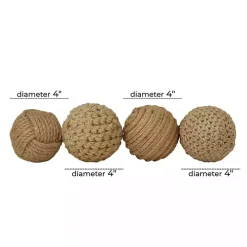 Handmade Jute Rope Orbs, Set of 4