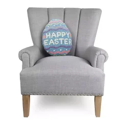 Happy Easter Egg Shaped Decorative Throw Pillow
