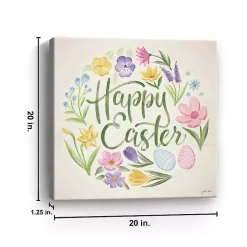 Happy Easter Floral Egg Wreath Canvas Art Print