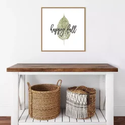 Happy Fall Leaf Stamp Framed Canvas Art Print