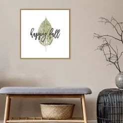 Happy Fall Leaf Stamp Framed Canvas Art Print