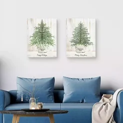 Happy Holidays Merry Christmas Trees 2-pc. Art Set