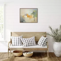 Hazy Park Abstract Framed Canvas Art Print