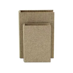 Heathered Beige Linen Book Boxes, Set of 2