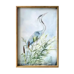 Heron Wood Framed Canvas Art Print