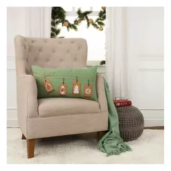 Holiday Gift Tags Embroidered Lumbar Pillow