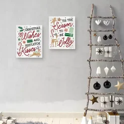 Holiday Phrase Canvas Art Prints, Set of 2