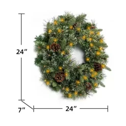 Holiday Pine Needle Cabin Pre-Lit Wreath