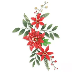 Holiday Poinsettia Floral Spray Wall Plaque