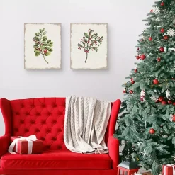 Holly Berries Canvas Art Prints, Set of 2