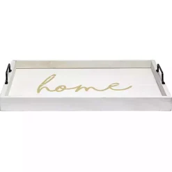 Home White Wash Wood Tray