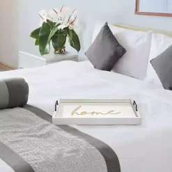 Home White Wash Wood Tray