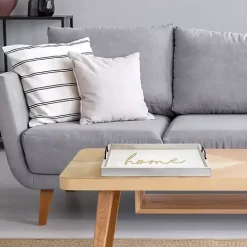 Home White Wash Wood Tray