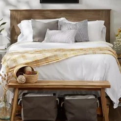 Honey Gold Plaid Fringe Throw