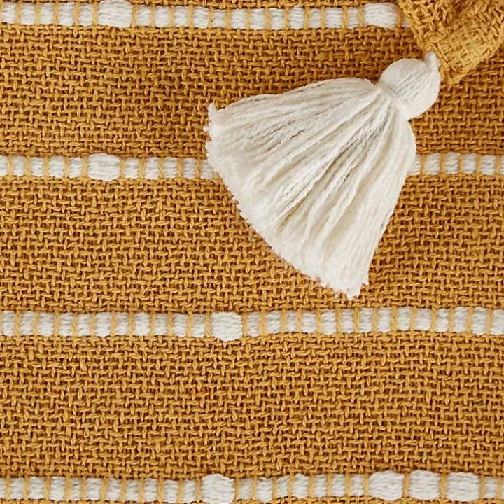 Honey Gold Slub Stripe Decorative Throw
