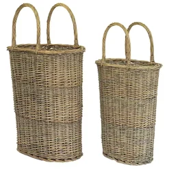 Honey Wicker Tall Oval Baskets, Set of 2