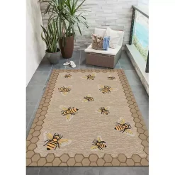 Honeycomb Bees Outdoor Area Rug, 5x7