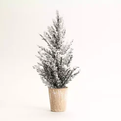 16 in. Potted Snowy Pine Trees, Set of 4