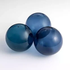 Indigo Glass Orbs, Set of 3