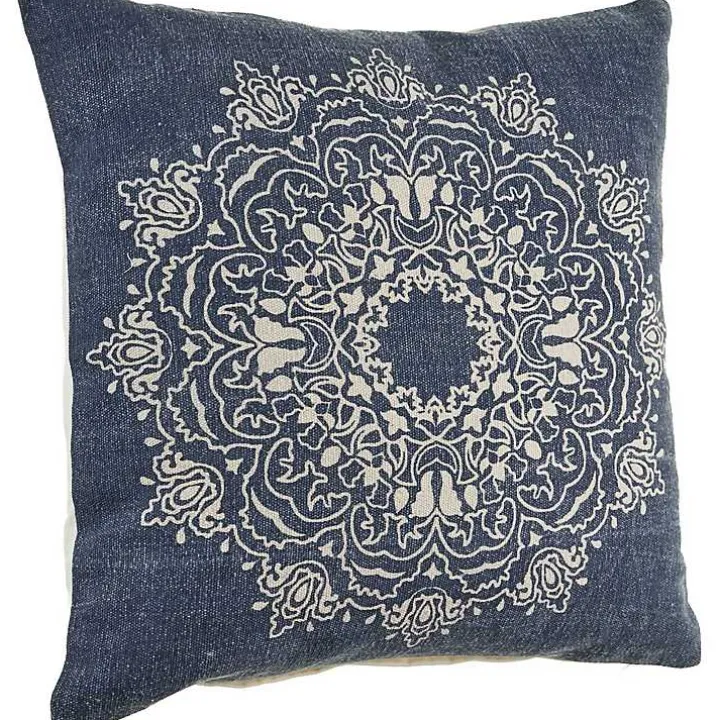 Intricate Medallion Navy and Cream Pillow