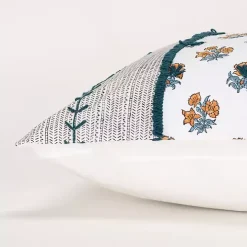 Ivory & Multicolor Botanical Lumbar Pillow