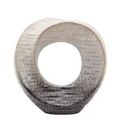 Ivory and Gray Ceramic Ring Sculpture