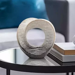 Ivory and Gray Ceramic Ring Sculpture