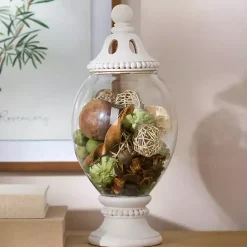 Ivory Beaded Glass Potpourri Jar, 15.5 in.