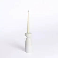 Ivory Ceramic Taper Candle Holder, 6 in.