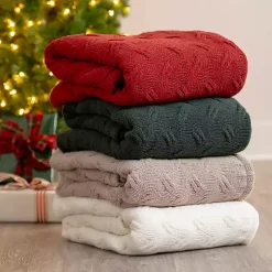 Ivory Chenille Cable Knit Throw