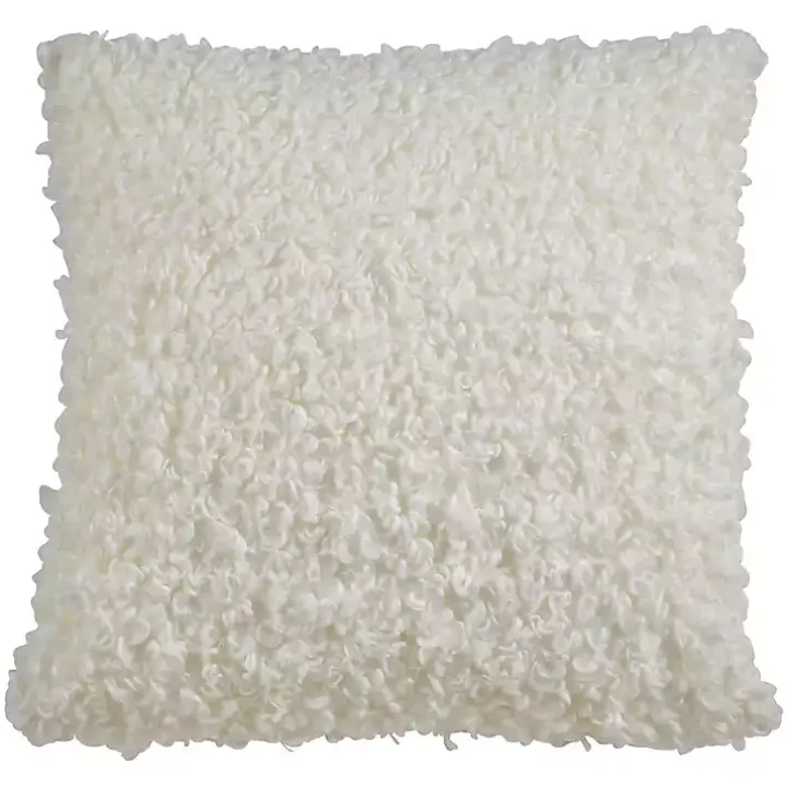 Ivory Curly Faux Lamb Fur Pillow