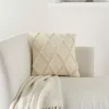 Ivory Diamond Lattice Throw Pillow