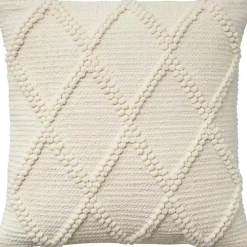 Ivory Diamond Lattice Throw Pillow