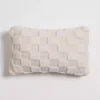 Ivory Faux Fur Checkerboard Lumbar Pillow