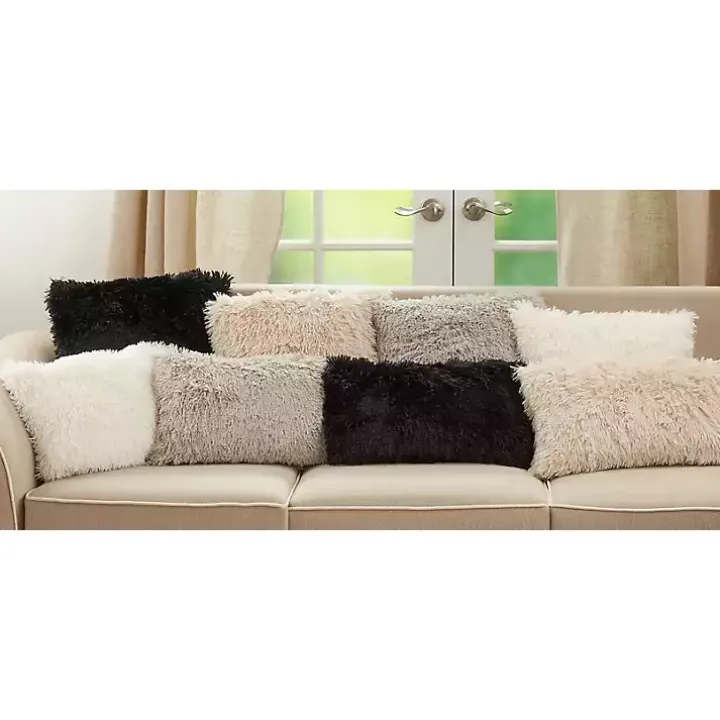 Ivory Faux Fur Throw Pillow