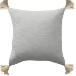 Ivory Gauze Organic Tassel Throw Pillow