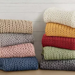 Ivory Hand Made Chunky Double Knit Throw Blanket