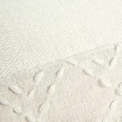 Ivory Kantha Stitch Recycled Throw Pillow