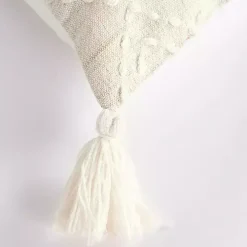 Ivory Kantha Stitch Recycled Throw Pillow