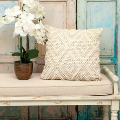 Ivory Knotted Diamond Pillow