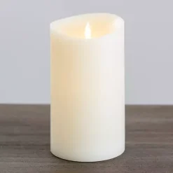 Ivory LED Soft Flame Pillar Candle, 5x9 in.
