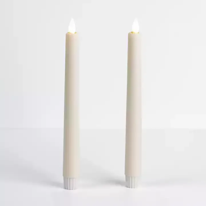 Ivory LED Soft Flame Taper Candles, Set of 2