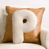 Ivory Letter P Boucle Pillow