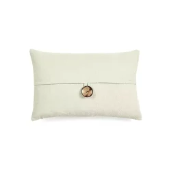 Ivory Linen and Button Lumbar Pillow Cover