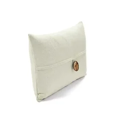 Ivory Linen and Button Lumbar Pillow Cover