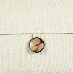 Ivory Linen and Button Lumbar Pillow Cover