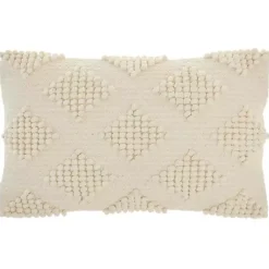 Ivory Woven Diamonds Lumbar Pillow