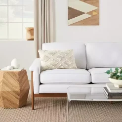 Ivory Woven Diamonds Lumbar Pillow