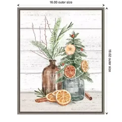 Jars with Oranges Christmas Canvas Wall Plaque